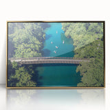 Acrylic print of Austin, Texas skyline in muted gold and blue tones, framed, ideal for modern art wall decor.