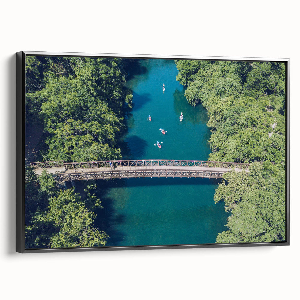 Black and white landscape art painting of Austin, Texas on framed canvas, ideal for bedroom wall decor.