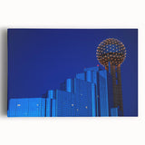 Black and white stretched canvas of Dallas skyline, ideal for kitchen wall art.