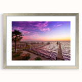 Textured abstract art print of Houston skyline in muted gray and silver tones, framed with a silver mat.