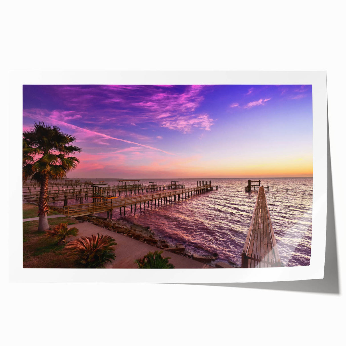 Rolled print of Houston skyline with soft pastel colors on canvas, ideal for art wall dining room.