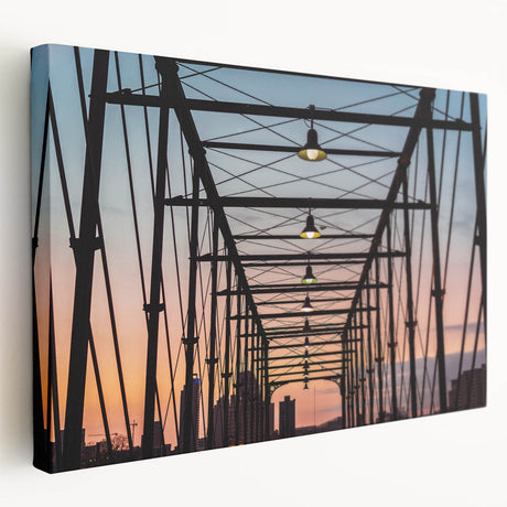Large stretched canvas featuring a detailed San Antonio skyline in muted earth tones, ideal for kitchen wall art.