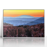 Framed acrylic print of Bryce Canyon in pastel shades, ideal for modern nursery wall art.