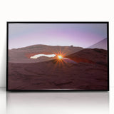 Large abstract wall art depicting Canyonlands with muted earth tones on a framed acrylic, ideal for modern living room decor.