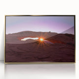 Mid-century modernist art of Canyonlands, featuring orange and red tones on framed acrylic, ideal for modern art wall decor.