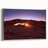 Landscape art painting of Canyonlands, USA in vintage poster style on framed canvas, featuring earthy tones.