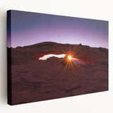 Large art print of Canyonlands National Park on stretched canvas, showing vivid orange and red rock formations.