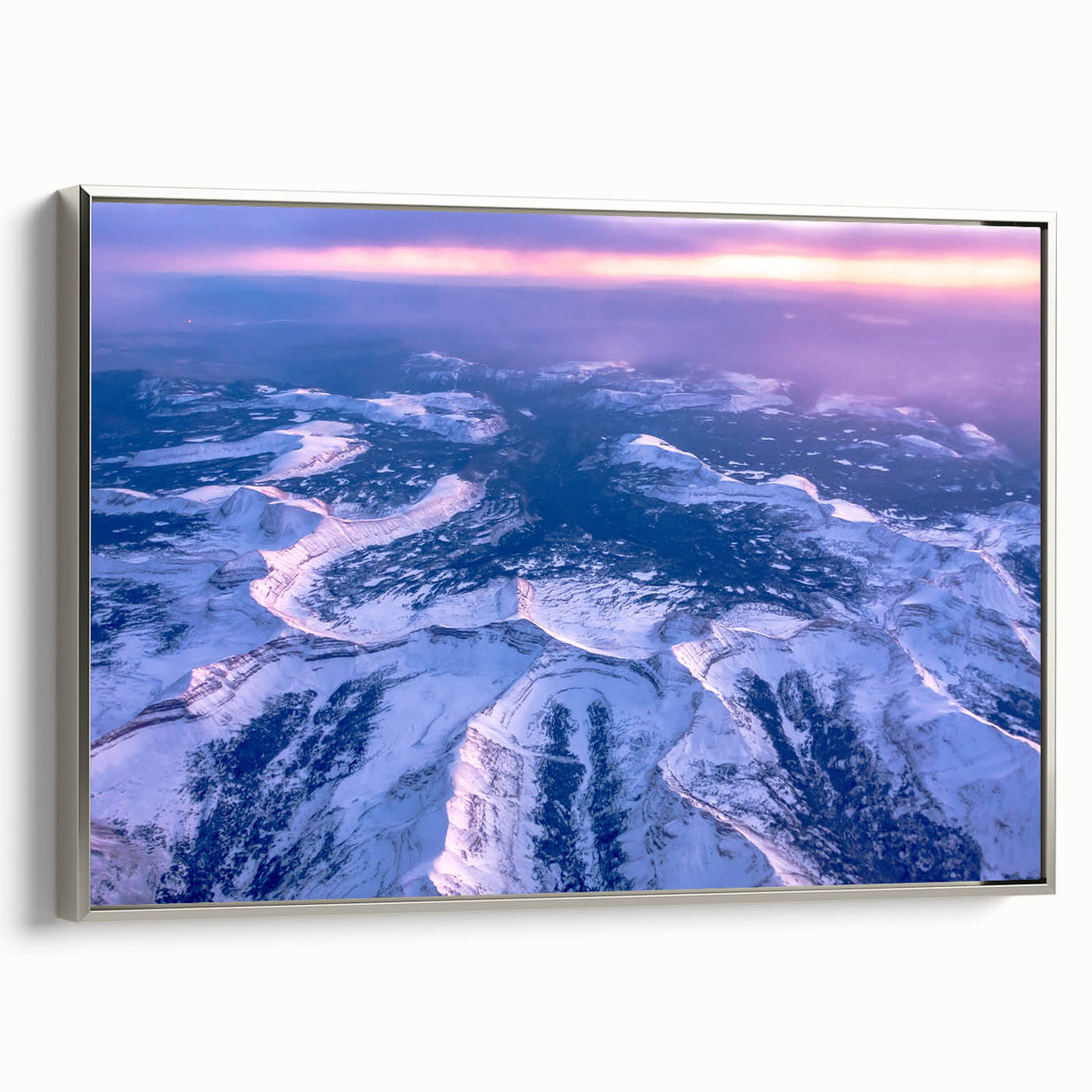 Framed canvas landscape art painting of Salt Lake City in muted gray and vibrant colors, suitable for office decor.