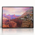 Large abstract wall art depicting Zion National Park in vibrant earth tones on a framed acrylic.