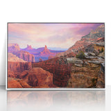 Art deco style poster of Zion National Park in muted earth tones, framed acrylic print.