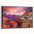 Black and white framed canvas of Zion National Park landscape, ideal for bedroom wall decor.