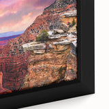 Black wall art featuring a textured depiction of Zion National Park in vibrant colors on a large framed canvas.
