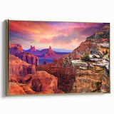 Framed canvas depicting a Zion National Park landscape in muted earth tones, ideal for bedroom wall art.
