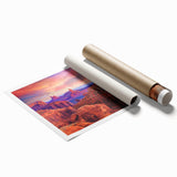 Extra large rolled print of Zion National Park with vibrant green and red hues, ideal for classy bathroom wall art.