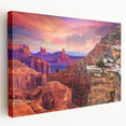 Side view of a large stretched canvas featuring a realistic Zion National Park landscape, ideal for kitchen wall art.