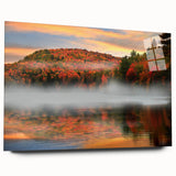 Acrylic print of a Vermont landscape in muted earth tones, ideal for bedroom or dining room decor.