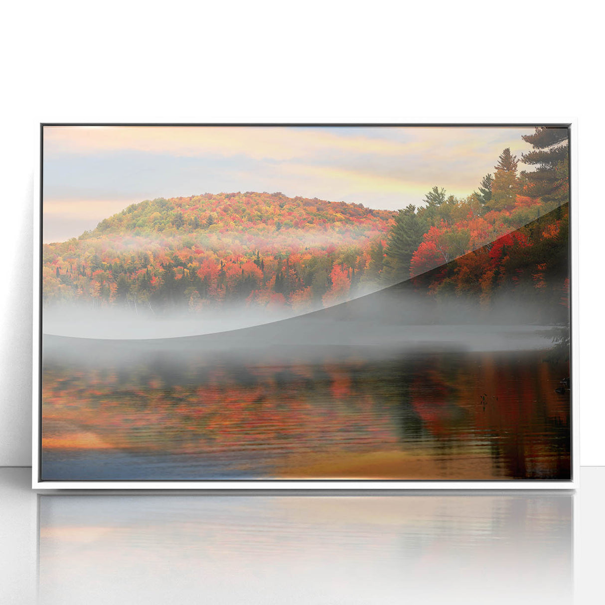 Art Deco style poster of Vermont scenery in pastel shades, acrylic framed, ideal for nursery wall art.