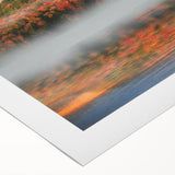 Art Deco poster of Vermont scenery in muted green and blue tones on rolled canvas, suitable for dining room decor.