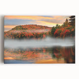 Black and white stretched canvas featuring a tranquil Vermont landscape, ideal for kitchen wall art.