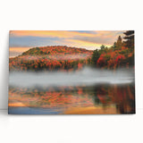 Black and white stretched canvas depicting a serene Vermont landscape, ideal for kitchen wall art or bedroom ambiance.