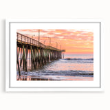 Abstract art print of Virginia scenery in muted earth tones on a framed white mat, ideal for dining room decor.