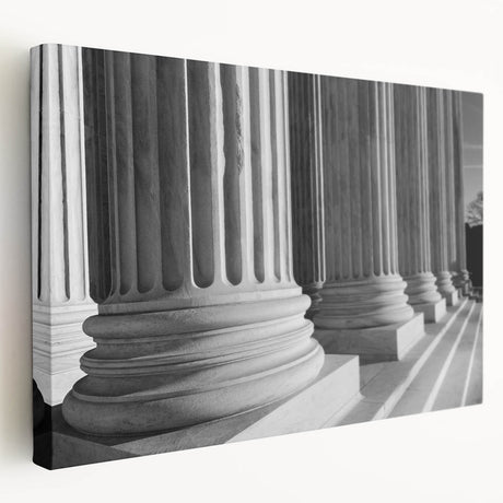 Washington DC Capitol scene in muted gray tones on stretched canvas, ideal for kitchen wall art.
