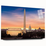 Acrylic print of large abstract wall art depicting the Washington DC Lincoln Memorial in mid-century modernist style.