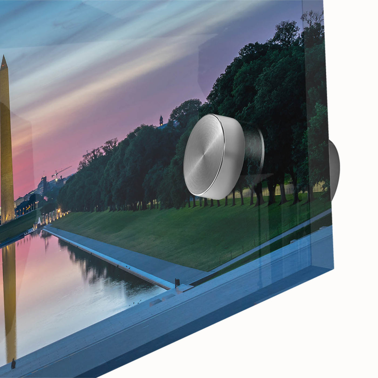 Acrylic print of Washington DC monument in abstract mid-century modernist style, suitable for dining room art.
