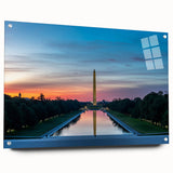Acrylic glass print of Washington DC monument in muted gray tones, suitable for bedroom or dining room decor.