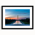Abstract art print of Washington DC monuments in vibrant, colorful hues on a large, textured canvas.