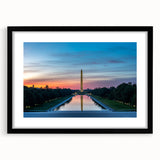 Abstract art print of Washington DC monuments in vibrant, colorful hues on a large, textured canvas.
