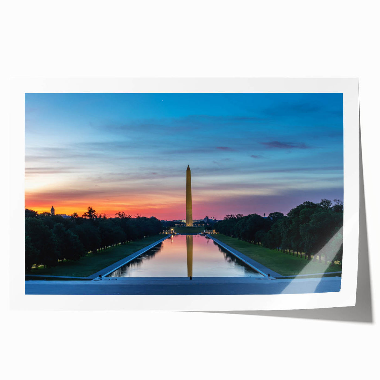 Rolled print of Washington DC monument in muted gray tones, ideal for art wall dining room or classy bathroom wall art.