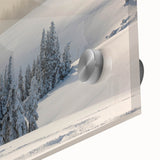 Large abstract wall art depicting the Olympic landscape in muted earth tones on acrylic glass.