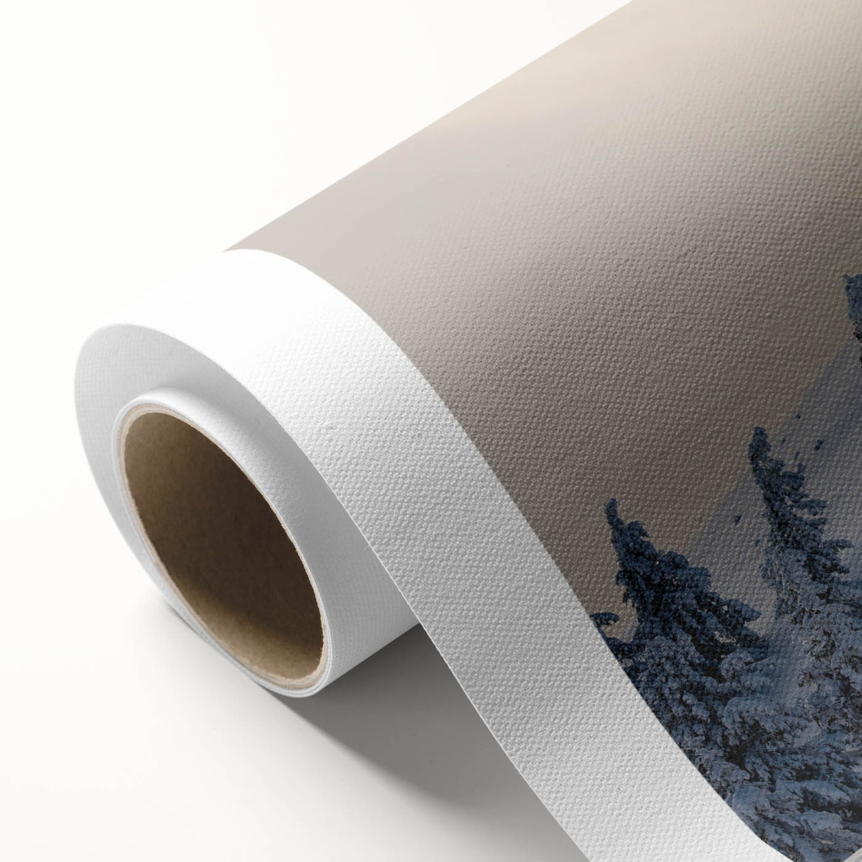 Art deco poster of Olympic National Park on rolled canvas, featuring muted green and blue tones, ideal for nursery wall art.