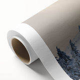 Art deco poster of Olympic National Park on rolled canvas, featuring muted green and blue tones, ideal for nursery wall art.