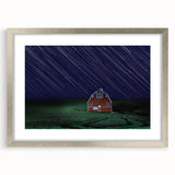 Textured art print of abstract Palouse landscape in muted earth tones on a framed silver mat, suitable for bedroom decor.