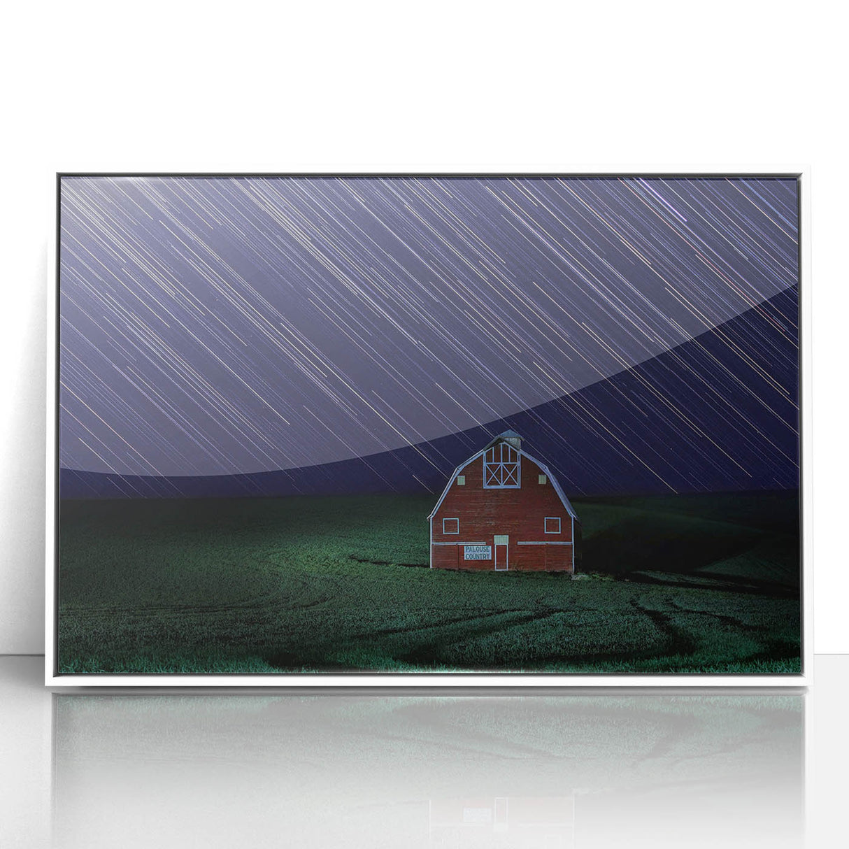 Acrylic print of Palouse, Washington scenery in pastel shades, framed in white, suitable for modern nursery decor.
