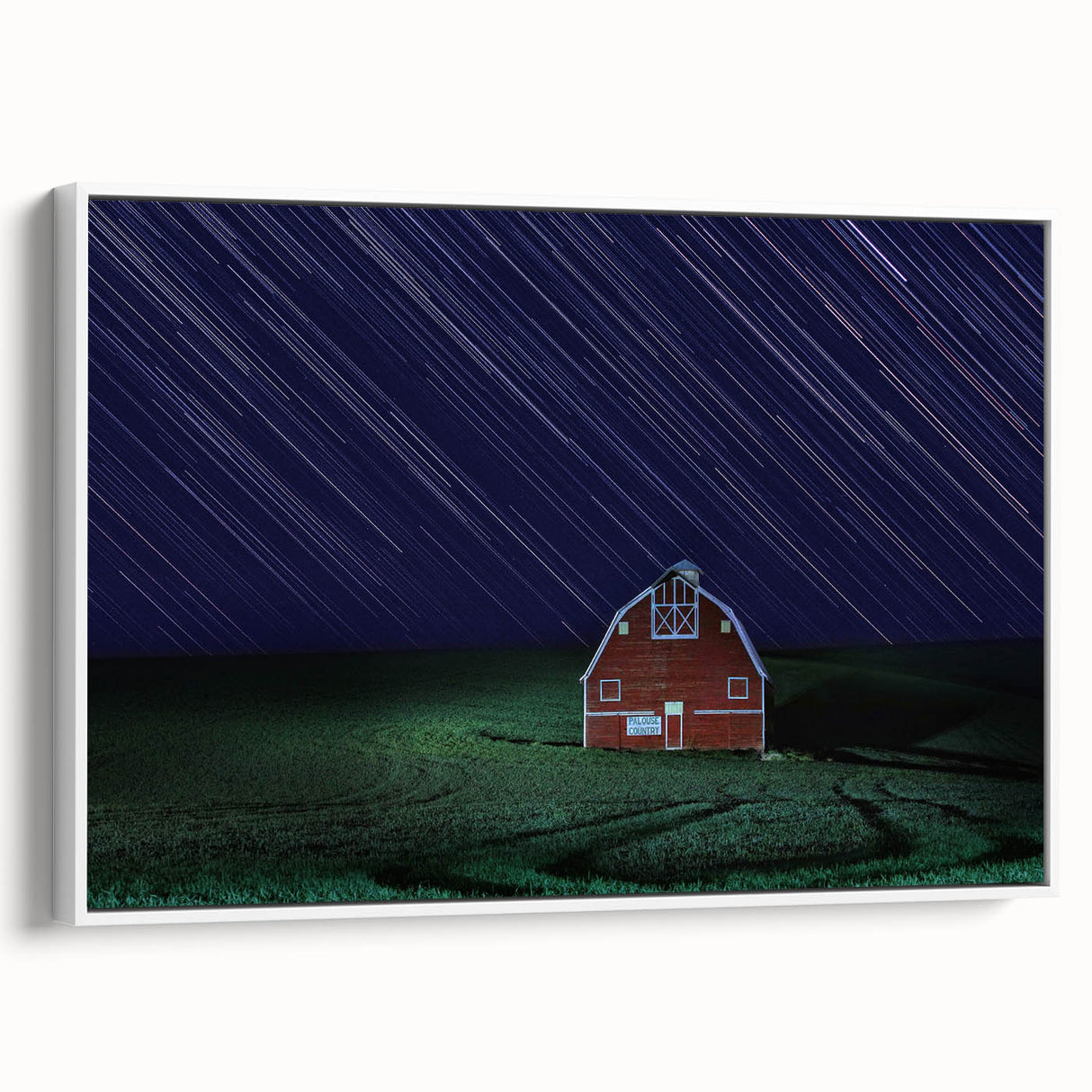 Vintage poster art of the Palouse region in Washington on a framed canvas, featuring a palette of earth tones.
