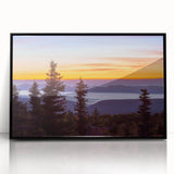 Large abstract wall art depicting West Virginia scenery in muted earth tones on a black framed acrylic.