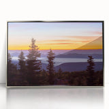 Mid-century modernist art depicting the West Virginia landscape in muted earth tones on a framed acrylic print.