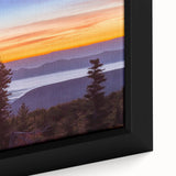 Extra large framed canvas featuring a textured depiction of West Virginia scenery in black and colorful art.