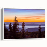Vintage poster art of West Virginia scenery on a framed canvas, featuring colorful art on a black background.