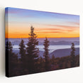 West Virginia landscape on large stretched canvas, featuring lush greenery and a sunset, suitable for kitchen wall art.