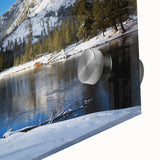 Mid-century modernist large abstract art print of Yellowstone scenery in muted earth tones on acrylic glass.