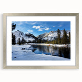 Textured art print of Yellowstone scenery in abstract style, with earthy tones on a framed silver mat.