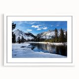 Abstract art print of Yellowstone scenery in muted earth tones, framed with a white mat.