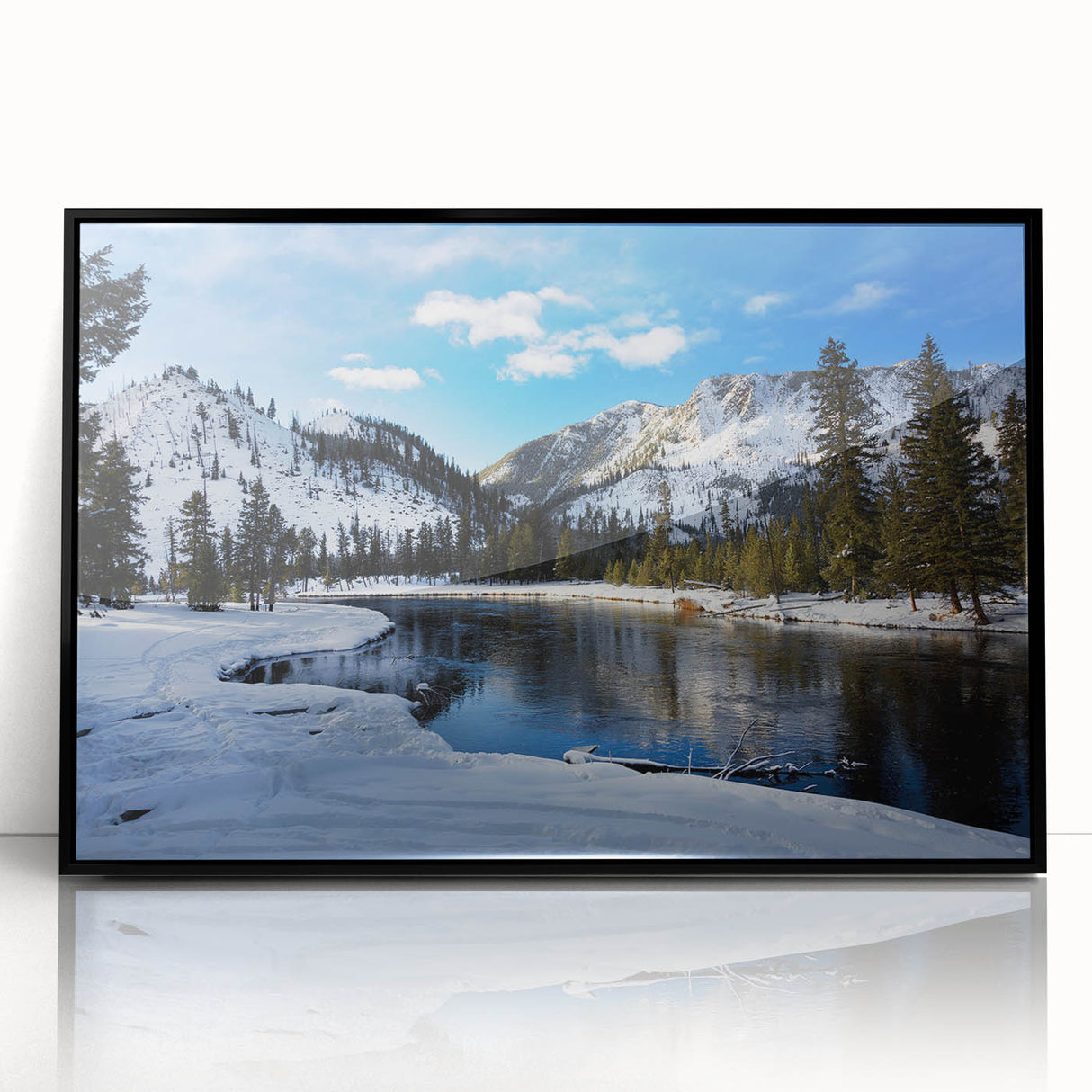 Large abstract wall art depicting Yellowstone scenery in muted earth tones on framed acrylic.