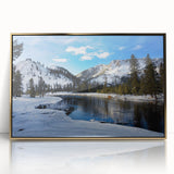 Yellowstone National Park scenery on framed acrylic, featuring mid-century modernist style with vibrant earth tones.