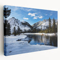 Yellowstone National Park landscape on stretched canvas, featuring vivid green and blue tones, ideal for kitchen wall art.