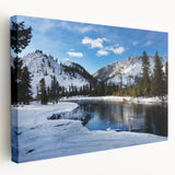 Yellowstone National Park landscape on stretched canvas, featuring vivid green and blue tones, ideal for kitchen wall art.